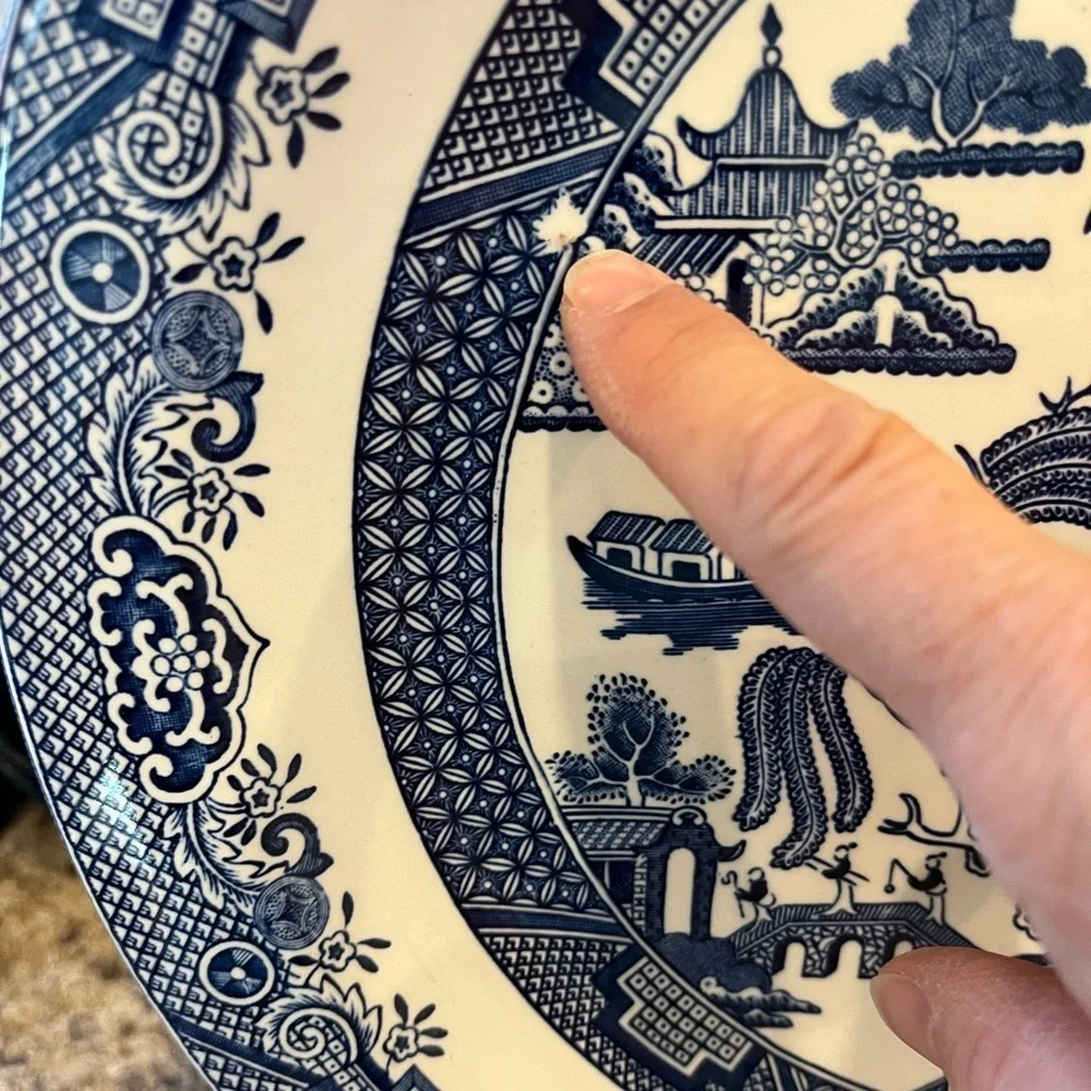 Churchill Blue Willow Blue and White Platter 12” Made in England